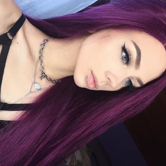 💫24” PURPLE NATURAL STRAIGHT LACE FRONT WIG NEW